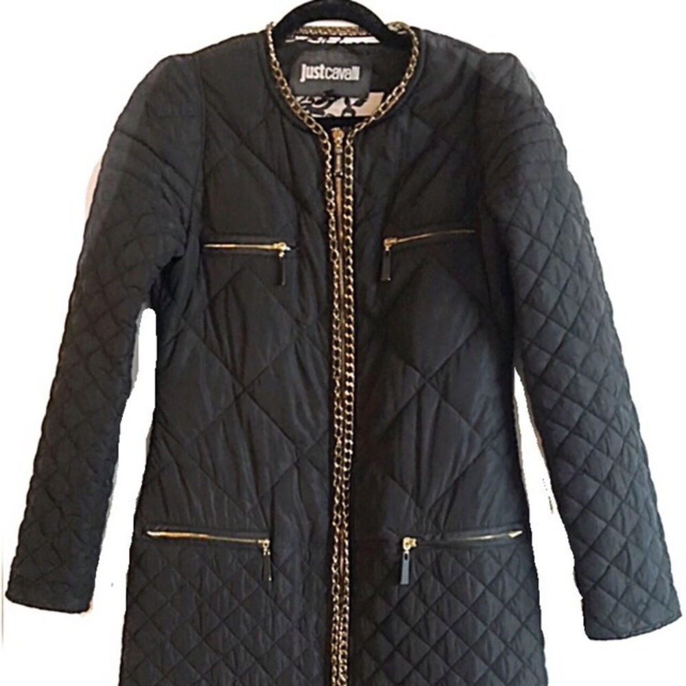 🛑SOLD🛑Just Cavalli Long Quilted Coat Chain - Picture 2 of 8